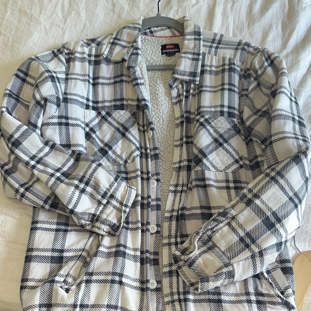 Black and White Checkered Sherpa Jacket
